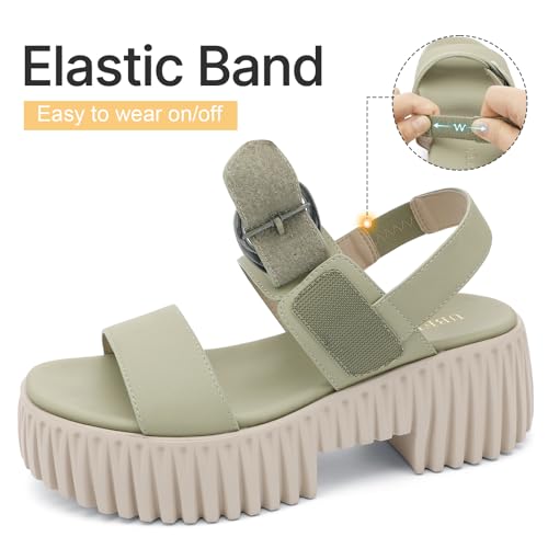 Image of UBFEN Womens Platform Sandals Comfortable Arch Support 2 Adjustable Straps | 2.75'' Lightweight Chunky Heel, Soft Cushioned Footbed, Non-slip for Dressy, Work, and Casual Wear