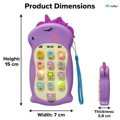 Image of FunBlast Cartoon Musical Mobile Phone for Kids, Mobile with Light & Sound Toys for Babies | Educational Toys for Kids 3+ Years /Boys /Girls-1 Unit (Uni-Purple)