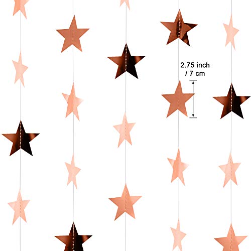 Image of Patelai Glitter Star Garland Banner 2026 Party Decor 130 Feet Star Hanging Streamers Twinkle Backdrop for Classroom Birthday Graduation Wedding Supplies(Rose Gold)