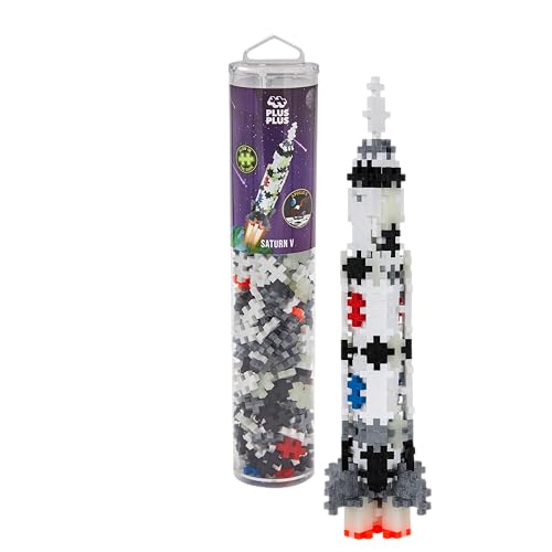 PLUS PLUS Building Blocks Toy - Kids Rocket Space Toys, Creative Construction Learning Resources and STEM Play for Home and Travel - Girls and Boys Toys Age 5 Plus, Saturn v Rocket 240 Pieces