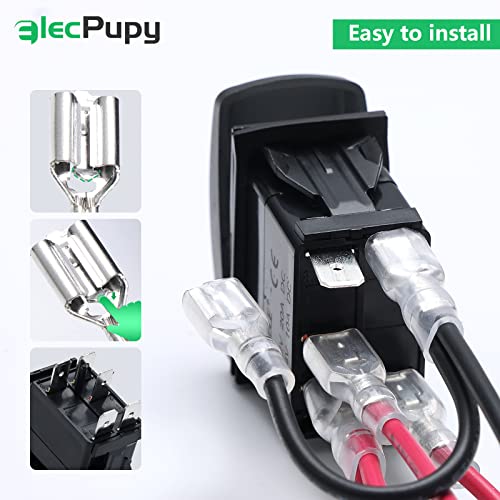 Elecpupy Rear Lights Rocker Switch Blue 5Pin Laser On/Off Led Light Bar Switch 20A 12V, 10A 24V 2Pcs Switch Jumper Wires Set For Cars Marine Boats Trucks Suv & More #TOP3