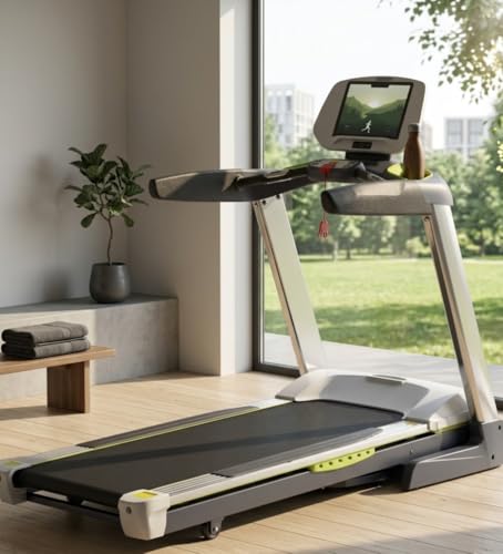 Image of Motorised Treadmill, Electric Fitness Running Machine with LCD Console, Home Gym Cardio, 7 inch LCD, 7HP DC Motor, 1-20KM /H Speed, Max Weight 180 kg.
