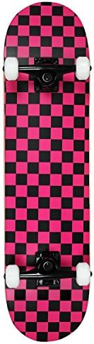Krown KRRC-56 Rookie Checker Skateboard, Black/Pink, 7.75"
