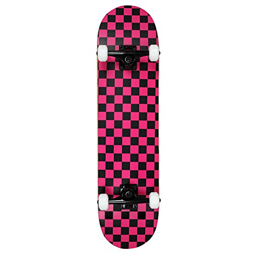 Krown KRRC-56 Rookie Checker Skateboard, Black/Pink, 7.75