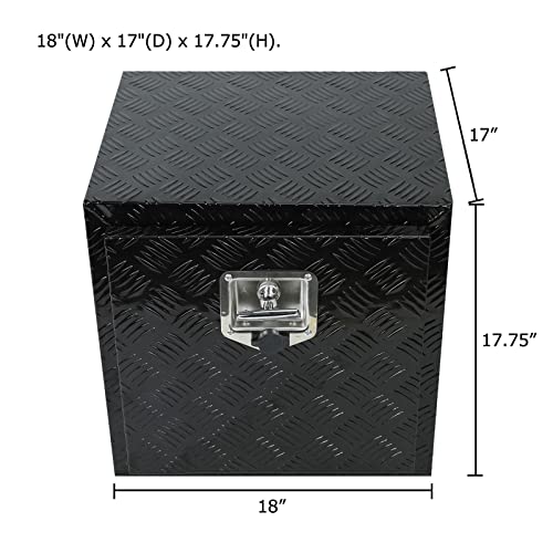 18"X17"X17.75" Black Aluminum 5 Bar Tread Tool Box Truck Car Outdoor Trailer Pickup Underbody Toolbox, Rv Storage Organizer, Underbed Tools Organizer W/Lock Latch W/Keys #TOP1