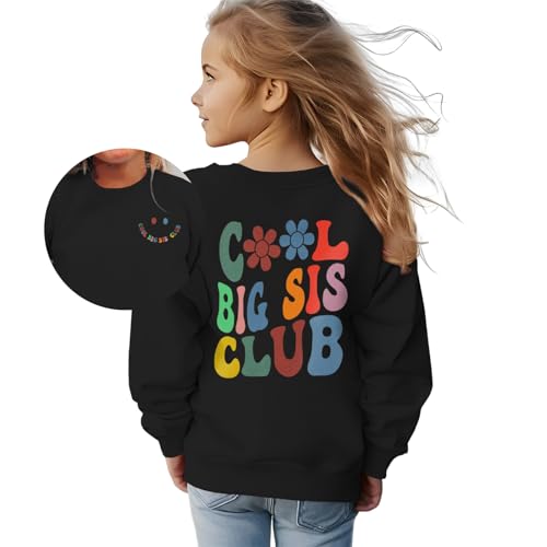 Big Sister Sweatshirt for Toddler Baby Girls - Cool Sis Club Long Sleeve Outfit Shirt for Announcement