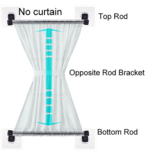 Yyst Type A Self Adhesive Curtain Rod No Drilling Cupboard Bars Petite Café Self Adhesive Window Curtain Rod Cafe Sidelight Sash Rods 16" - 28" (Black-2) #TOP3