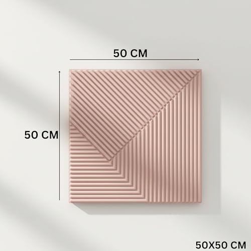 Image of Kayra Decor Wall Panels for Bedroom PVC Fluted Design Blush Pink Color 19.7 inch x 19.7 inch (Pack of 40) - Covers 107.80 Sq. Ft.