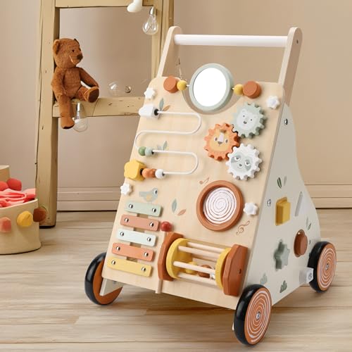 Pithfor Wooden Baby Walker, Baby Push Walker with Activity Center for Girls Boys, Montessori Push Walker Toys for Babies Learning to Walk, Sit-to-Stand, for 10-12 Months 1 2 3 Years Old by Pithfor - Image 8