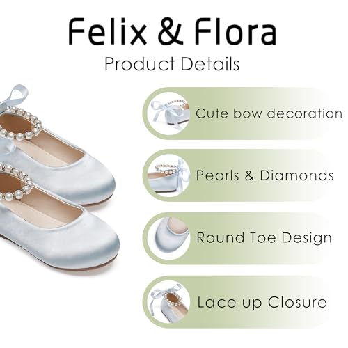 Image of Felix & Flora Girls Toddler Little Ballet Shoes - Flower Girls Mary Jane Flats Dress Shoes Party Wedding