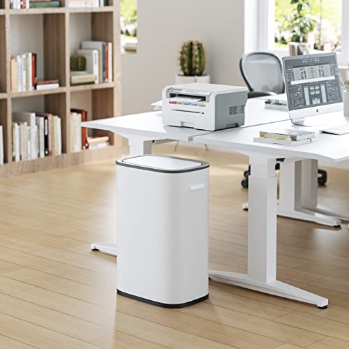 Finetones 15 Gallon Automatic Kitchen Trash Can With Lid, 55L Motion Sensor Stainless Steel Garbage Can, Touchless Electronic Smart Trash Can Waste Bin For Kitchen Office, White & Grey #TOP3