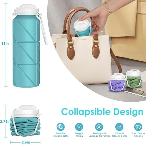 Image of Folding Silicone Water Bottle 600ml for Sports Outdoor Travel Running Riding Camping Hiking BPA-Free Leak-Proof Portable Collapsible