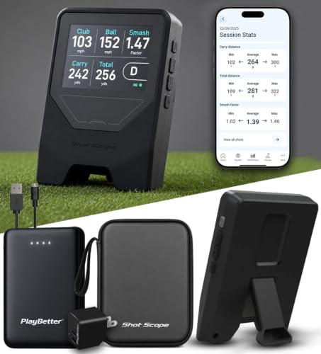 Shot Scope LM1 Portable Golf Launch Monitor PlayBetter Power Bundle