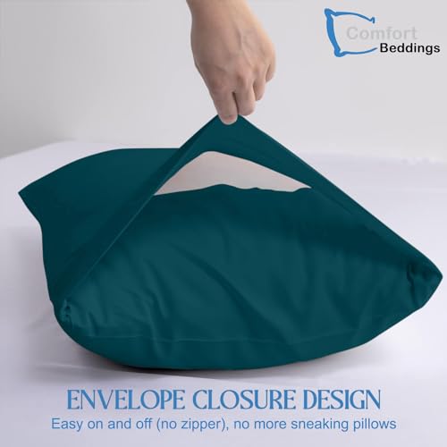 Image of Comfort Beddings Pack of 2 Travel Pillowcases 12x16 Premium 100% Cotton Blend Teal Travel Pillow Case Envelope Closure, Super Soft and Cozy Travel Pillow Covers (Size-12x16, Teal)