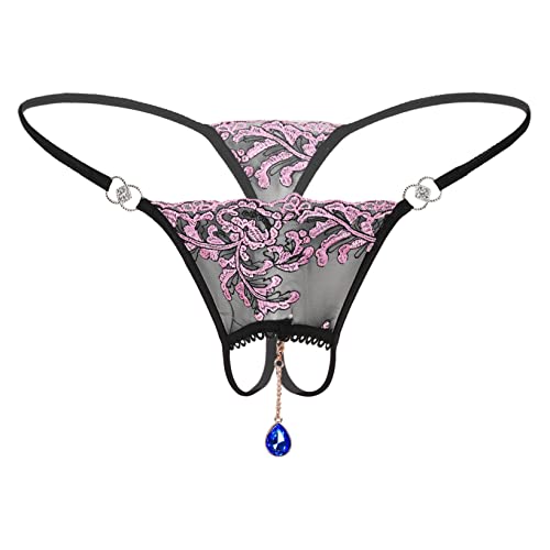 Men's Opening Crotch Sissy Panties Lace G String Thong Crossdresser Lingerie Underwear Type B One Size