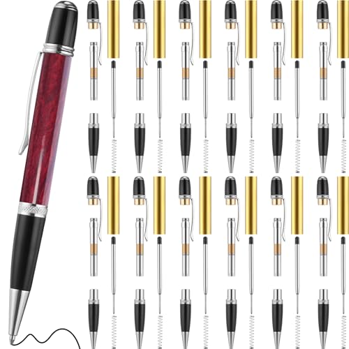 Colarr 12 Pack Woodturning Pen Kit Twist Ballpoint Pen Kit with Refill Copper Turning Supplies for DIY Making Classroom Supplies, Teacher Student Gifts(Silver)
