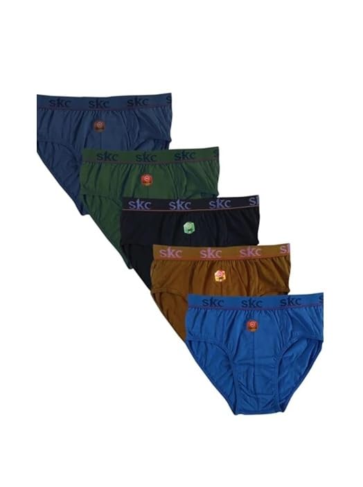 skc Men's Cotton Brief - Pack of 5# Multicolour # Outer Elastic # Premium Wear # Fine Quality #-picture-30