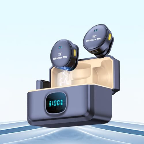 Image of Digital Power Display Wireless Lavalier Microphone One to Two Noise Cancelling for Mobile Camera Teachers Classes Instagram Singing Reels Live Streaming Podcast Vlogging Mic (Q8)