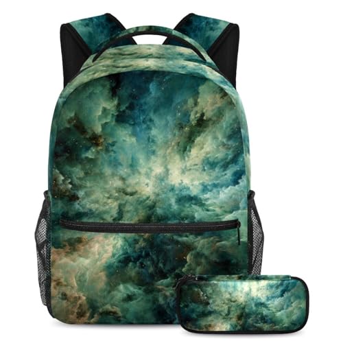 Sac à dos galaxie verte ergonomique pour alléger le dos des adolescents