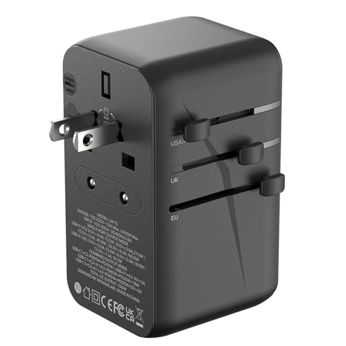 MOMAX Universal Travel Adapter,100W Fast GaN International Power Adapter, 2PD USB-C+2QC USB-A Travel Plug Adapter, US/UK/EU/AU Universal Charger for Laptops, Tablets, Phones Vision Pro 1-World