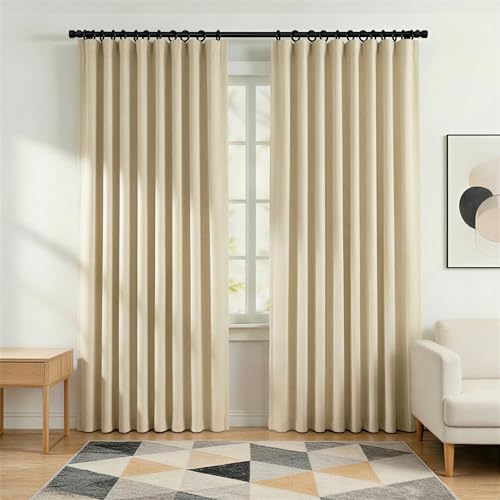Image of hoeflife Blackout Curtains for Bedroom Room Darkening Curtains for Living Room Ceiling Door Curtain（Beige Drape 1 Panel,W52 x L96