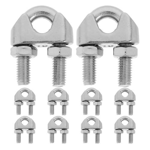 HEALSOPTHY 10 Unidades Abrazaderas de Cable de Acero Inoxidable Clip para Cuerda de Alambre Fijación Rápida para Cuerdas de Toldos Pancartas y Uso Industrial