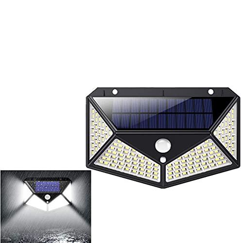 BoYeeBo Paquet de 1, 100 LED Lumières Solaires Extérieures Capteur de Mouvement Étanche Appliques Murales de Sécurité Sans Fil pour Porche Extérieur Jardin Porte d'Entrée Cour, 3 Modes Cover