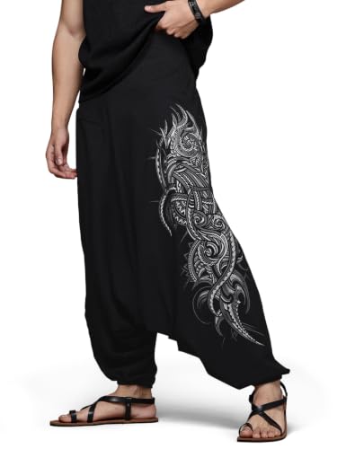 Image of The Veshti Company Printed Harem Pants for Men's Cotton Hippie Style Baggy Boho Yoga Pajama Pant with Pocket