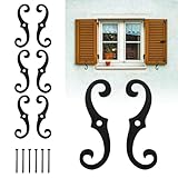 BTAMUD 6 Pcs Shutter Dog Fasteners Hardware, 6.5' Black S Style Shutter Tieback Hardware for Windows Outside...