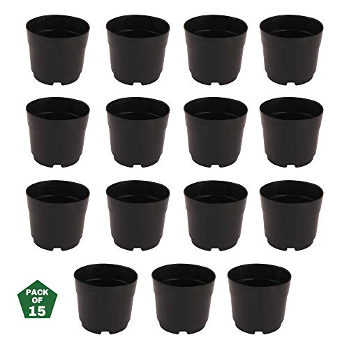 Leafy Tales UV Plastic Round Pots for Plants (6 Inches, Black, Pa...
