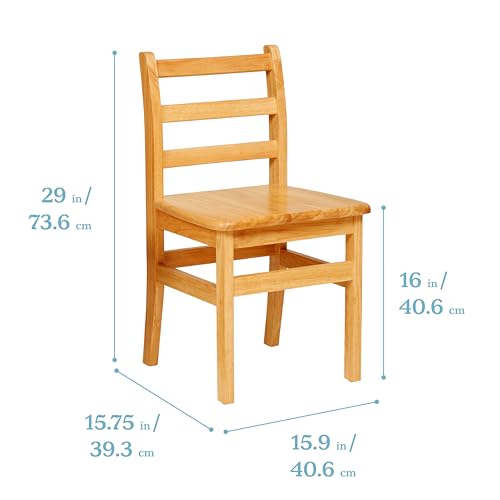 ECR4Kids Three Rung Ladderback Chair, 16" Seat Height, Classroom Seating, Honey, 2-Pack by ECR4Kids - Image 2