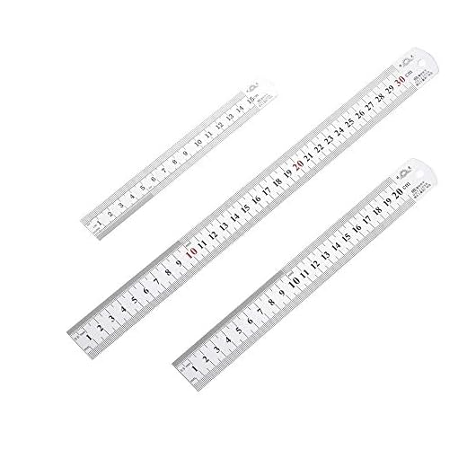Siumir Regla de Acero Inoxidable Metálico que Incluye 15cm / 20cm / 30cm Doble Regla lateral Doble Regla de Acero Recto Para Medir Estudio de la Oficina 3pzs / 1Set