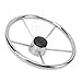 13-1/2 Inch Marine Steering Wheel 5 Spoke 25 Degree Stainless Steel Boat Steering Wheel with Center Cap and Grip for Ship Yacht Speedboat