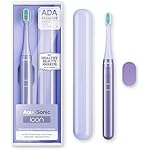 Aquasonic Icon ADA-Accepted Rechargeable Toothbrush | Magnetic Holder & Slim Travel Case | 2 Brushing Modes & Smart Timers | Gentle Micro-Vibrations (Lilac)