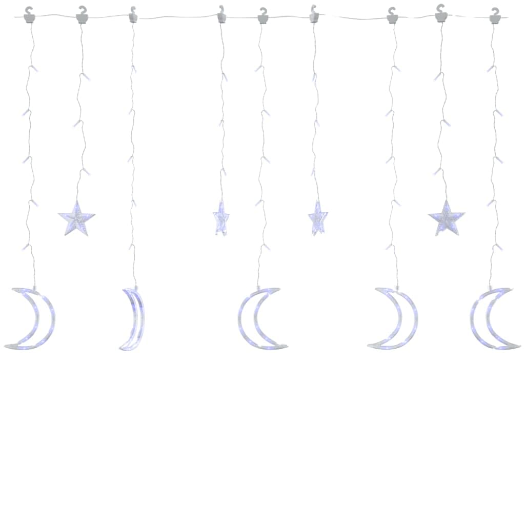 Home Outdoor OthersStar and Moon - Guirnalda de luces con mando a distancia, 138 LED, color azul