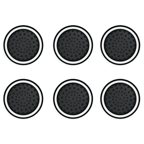 Controller Thumbstick Grips cap covers for Xbox One, Xbox Series X, PS4, PS5 - Non-Slip Silicone Joystick Caps for Enhanced Precision & Comfort (Pack of 6) (Black with White Stripe)
