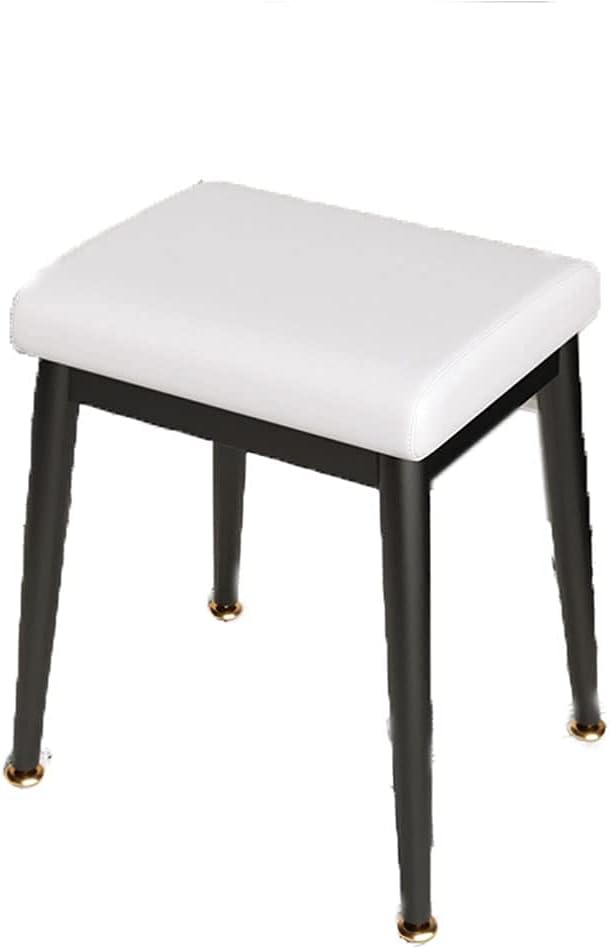 Minimalist Fashion Creative Metal Dining Table Stool High Stool Light Makeup Stool Chair Simple Household Stool for Bedroom Living Room Casual/White