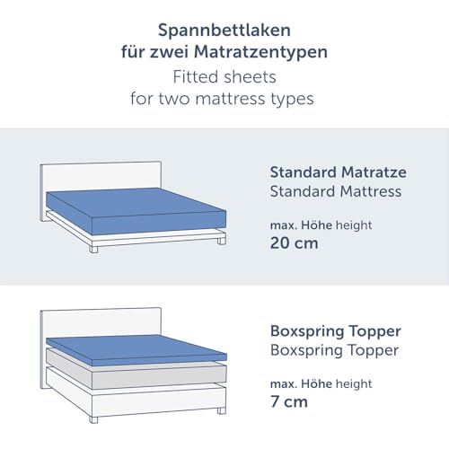 Foto von Blumtal® Basics Spannbettlaken 90x200cm Jersey - Bettlaken aus 100% Baumwolle - Oeko-TEX zertifiziertes Spannbetttuch 90x200 cm - Grau
