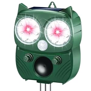 Solar Ultrasonic Animal Repellent Outdoor Cat Repellent Outdoor Motion Activated Animal Repeller Waterproof Cat Deterrent to Scare Skunk Rabbit Raccoon Dog Squirrel Deer for Yard