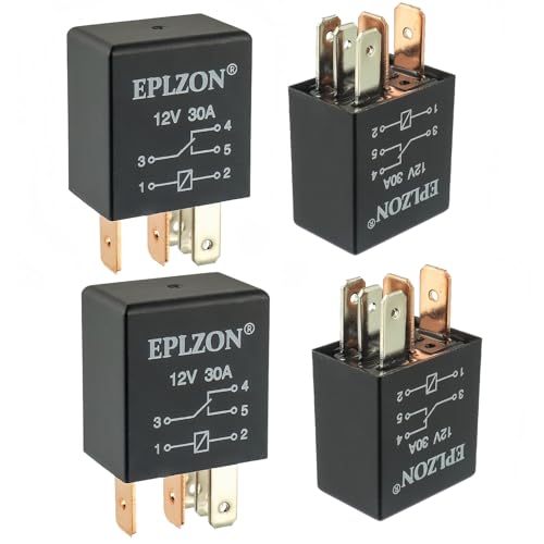 EPLZON 5 Pin 12V 30A SPDT Relay High Performance Multi-Purpose Waterproof Stable Relay for Auto Universal Replacement Accessories(Pack of 4pcs)