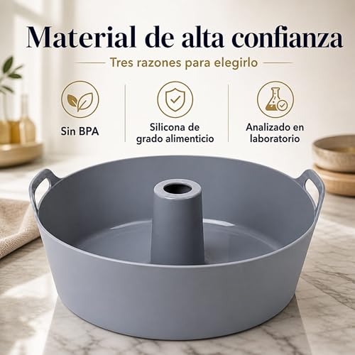 Miniatura 4 de Moljaus Molde Savarin De Silicona 21 Cm Para Horno Y Freidora De Aire, Antiadherente Con Agujero Central Y Asas, Accesorio Para Freidora De Aire, Silicona Alimentaria Sin Bpa Y Fácil De Desmoldar