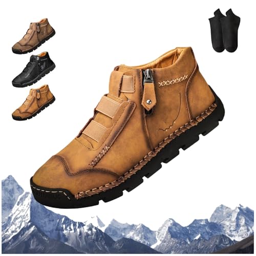 Matufit Shoes for Men, Men's Leather Waterproof Non-Slip Fashionable Orthopedic Shoes, Orthopedic Shoe for Men with Side Zip Slip-On Walking Flats - Main Image