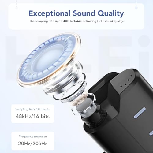 Image of Omnidirectional Wireless Lavalier Microphone for Android /iPhone 3 in 1 Collar Mic with USB-C & Lightning Plug | Rechargeable Wireless Mini Portable Bluetooth Speaker with Microphone (Yellow-SX80)