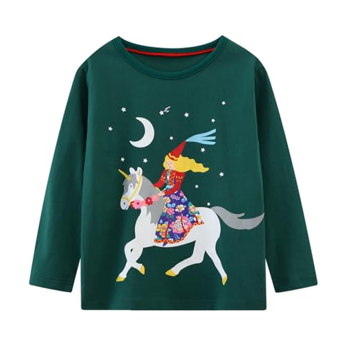 Image of Girl Long Sleeve Shirts Christams Tops Tees Cotton Casual Stripe Crewneck Graphic Jersey Tunic T-Shirts 3 Packs Sets