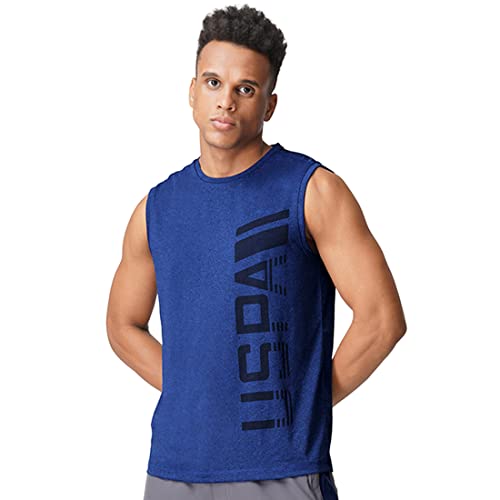 U.S. POLO ASSN. Men Sleeveless Brand Print Polyester I711 Regular Fit Vest-Pack of 1 (Blue Mel M)
