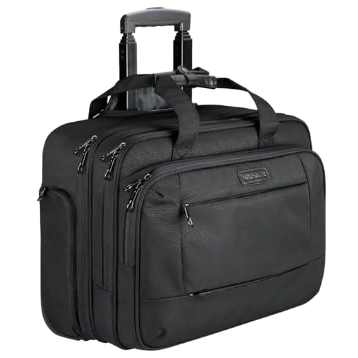 KROSER Trolley Business Rolling Laptop Case mit Rädern Bis zu 17,3 Zoll Laptop wasserdichte Übernacht-Rolltasche mit RFID-Taschen für Reisen/Schule/Männer/Frauen-Schwarz MEHRWEG