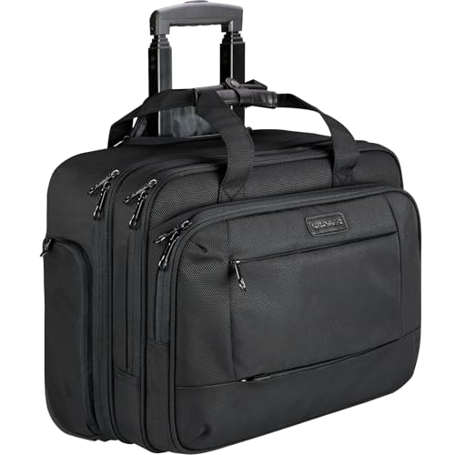 KROSER Rolling Laptop Bag for Men Women, Rolling Laptop Wheeled Briefcase for Business Fits Up to 17.3 Inch Laptop, Water-Repellent Wheeled Computer Bag Roller Case with RFID Pockets for Travel by KROSER - Used condition - US$75.99