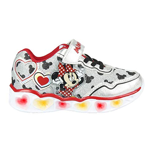 CERDÁ LIFE'S LITTLE MOMENTS Cerdá-Zapatillas LED Minnie Mouse de Color Rojo, Niñas, Plateado, 24 EU