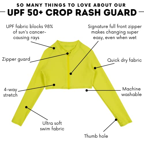 Image of SwimZip Girls' Long Sleeve Zipper Crop Top Rash Guard UPF 50+ Sun Protection