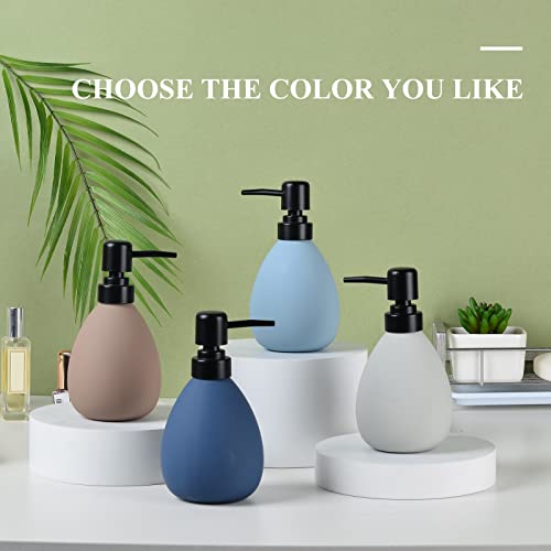 Bosilunlife Small Soap Dispenser - Kitchen Dish Soap Dispenser Refillable Bathroom Countertop Soap Dispensers Rubber Coating Ceramic Lotion Dispenser With Pump (10Oz/300Ml) #TOP5